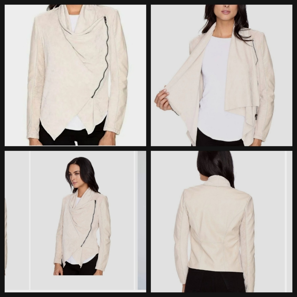 Blank NYC beige leather suede jacket